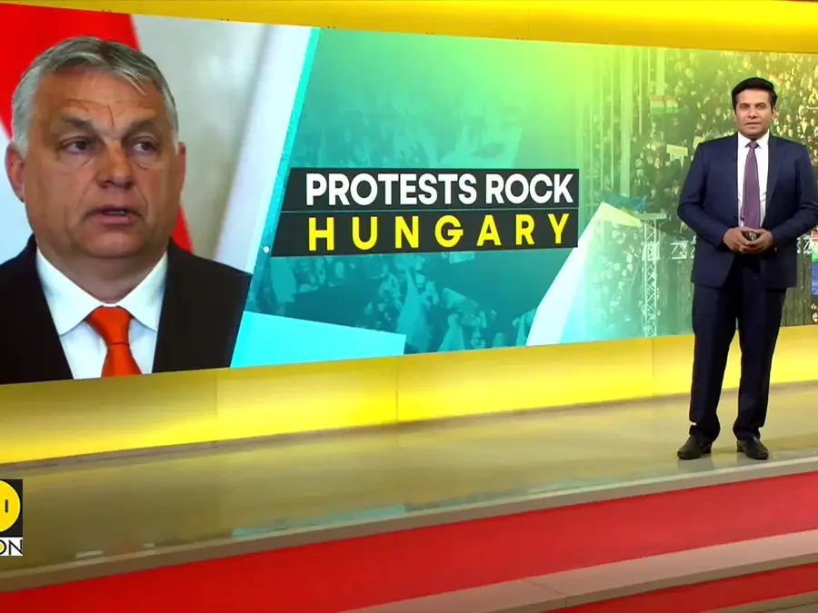 Protesters in Hungary in opposition to new law banning LGBTQ+ Pride events