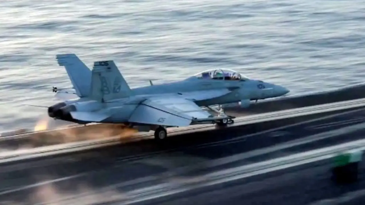 US Navy fighter jet worth $60 million lost at sea after it fell off aircraft carrier during Houthi attack US Navy fighter jet worth $60 million lost at sea after it fell off aircraft carrier during Houthi attack
