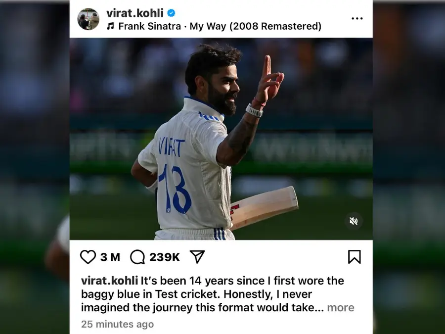One post, ten million hearts: Virat Kohli's retirement post shakes Instagram