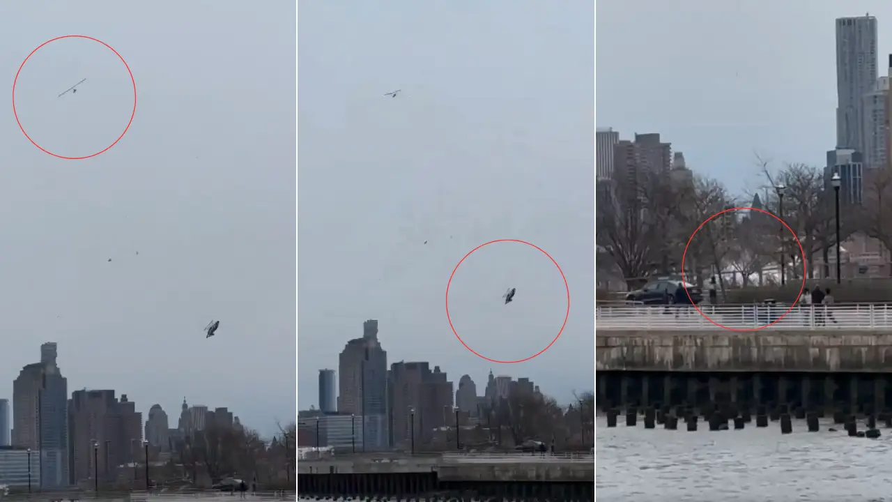 Video shows exact moment helicopter broke apart mid-air and fell from sky directly into Hudson River Video shows exact moment helicopter broke apart mid-air and fell from sky directly into Hudson River