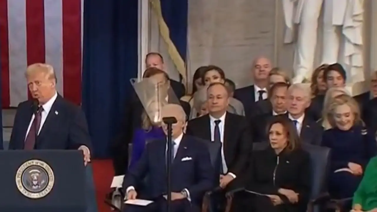Watch: Hillary Clinton laughs as Trump says Gulf of Mexico will be renamed during inaugural speech Watch: Hillary Clinton laughs as Trump says Gulf of Mexico will be renamed during inaugural speech