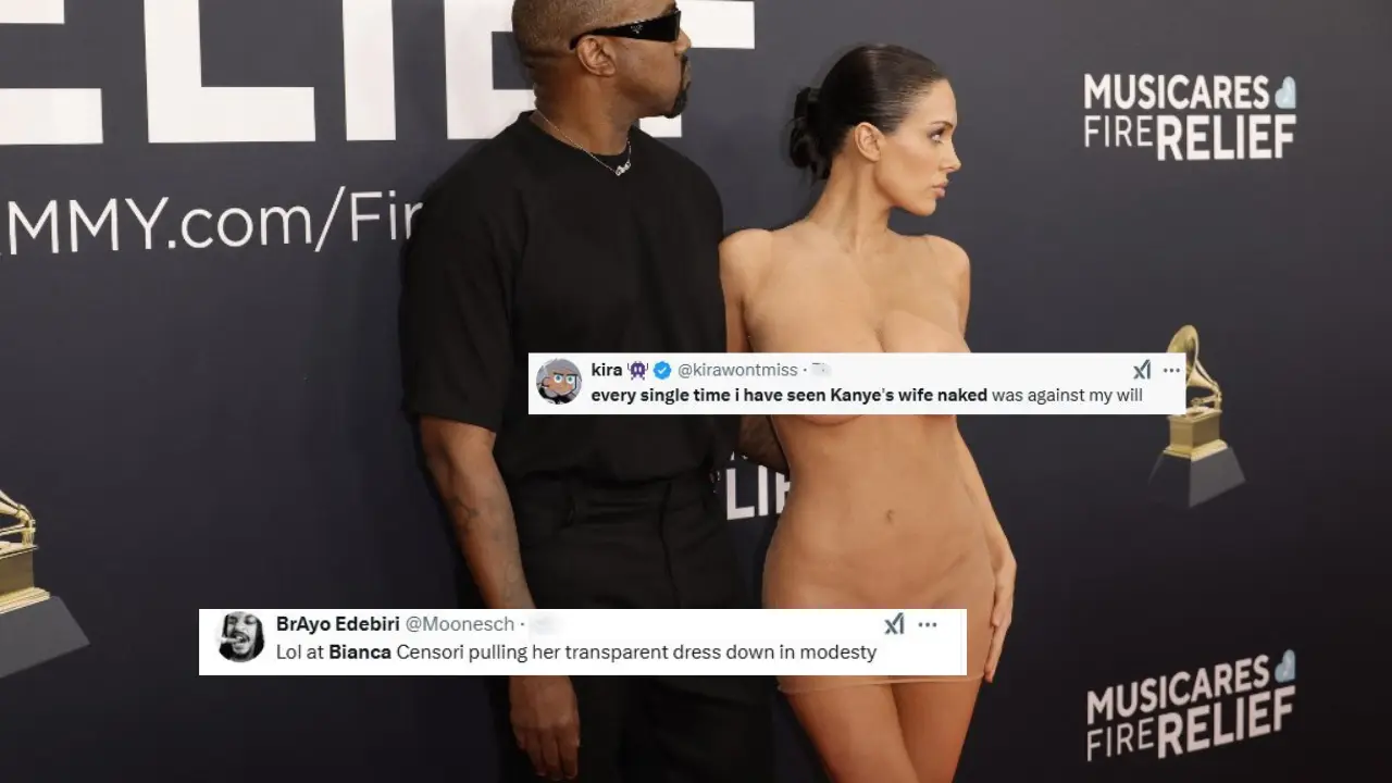 Kanye West and Bianca Censori's shocking appearance on Grammys red carpet leads to hilarious reactions on the Internet Kanye West and Bianca Censori's shocking appearance on Grammys red carpet leads to hilarious reactions on the Internet