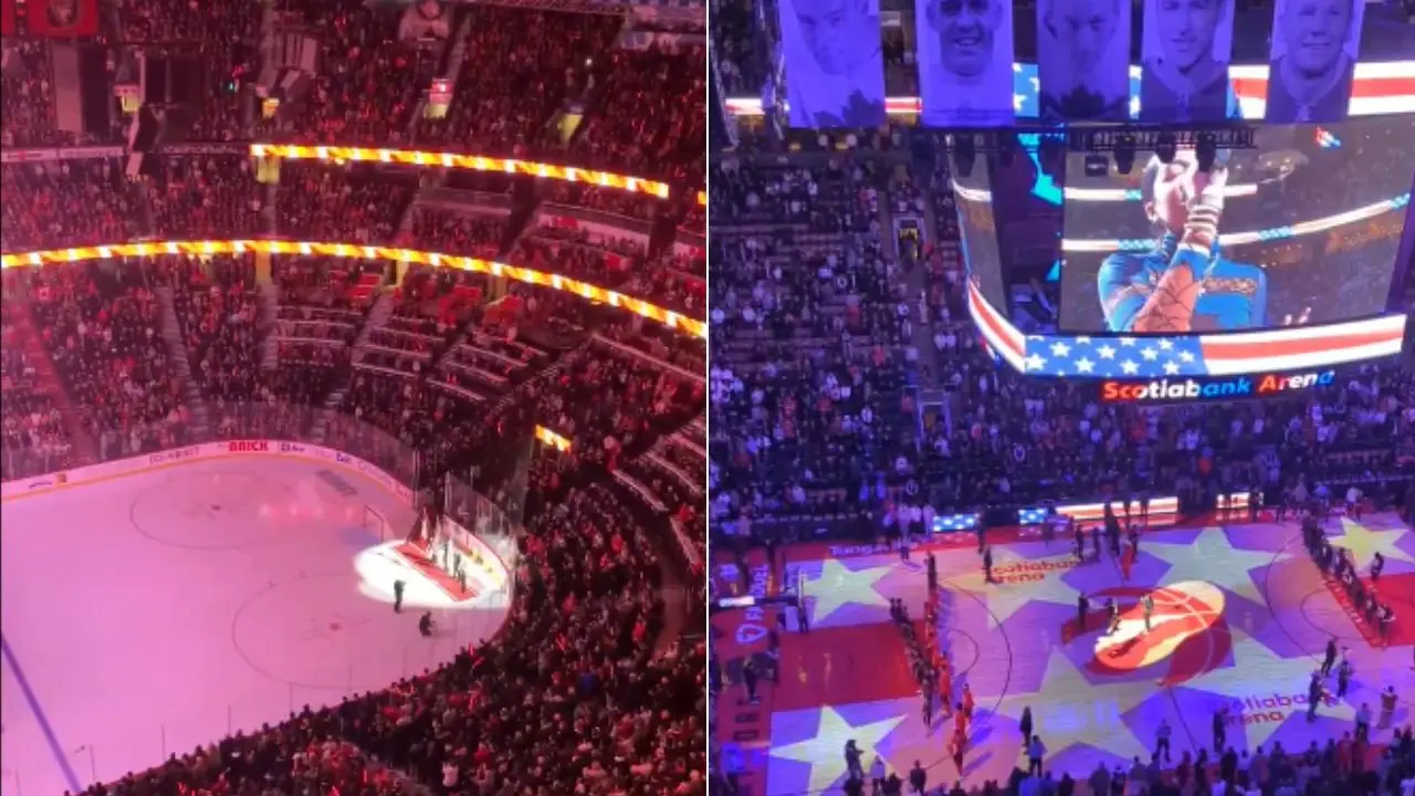 Canadian fans boo US national anthem after Trump imposes tariffs Canadian fans boo US national anthem after Trump imposes tariffs