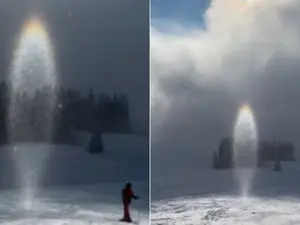 What is rare ‘sun candle’ phenomenon? Austria skier captures its magical video