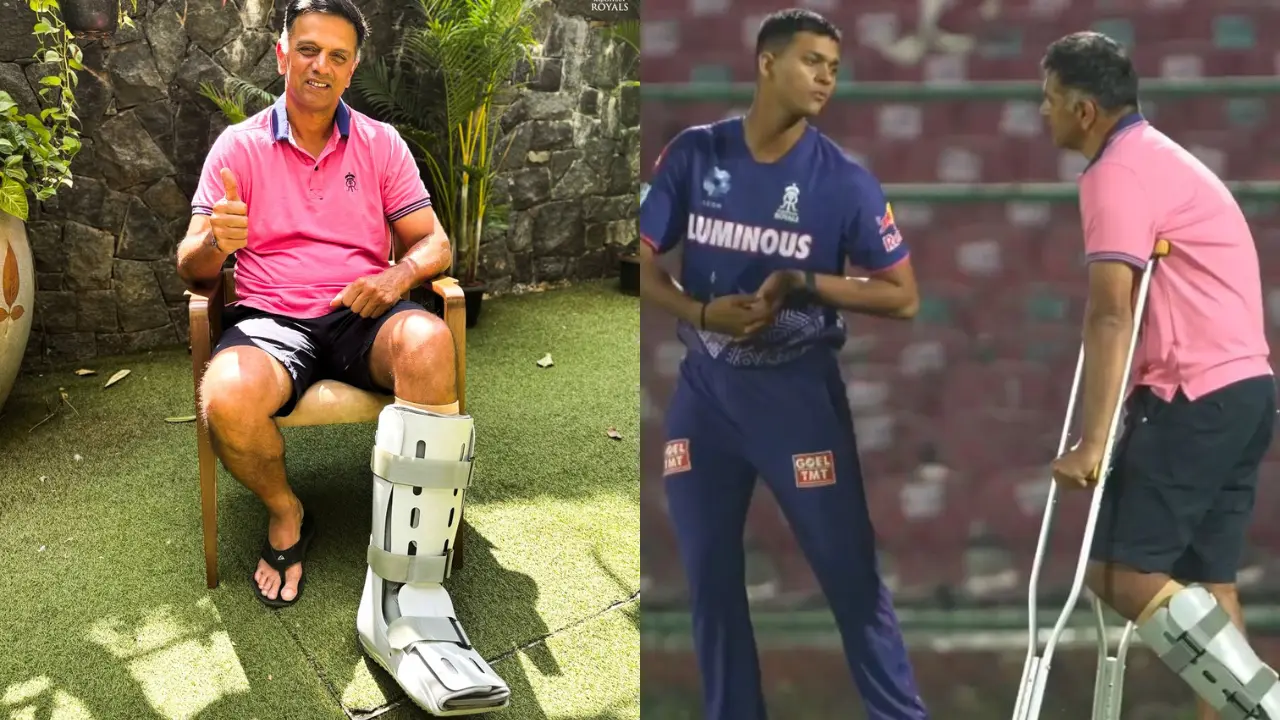 IPL 2025 | WATCH: Rahul Dravid joins Rajasthan Royals camp in crutches IPL 2025 | WATCH: Rahul Dravid joins Rajasthan Royals camp in crutches