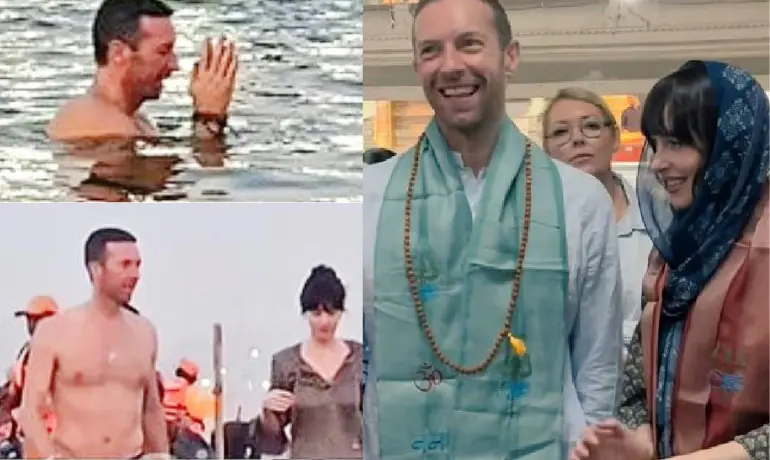 Viral video | Chris Martin and Dakota Johnson took a holy dip at Maha Kumbh 2025 Viral video | Chris Martin and Dakota Johnson took a holy dip at Maha Kumbh 2025