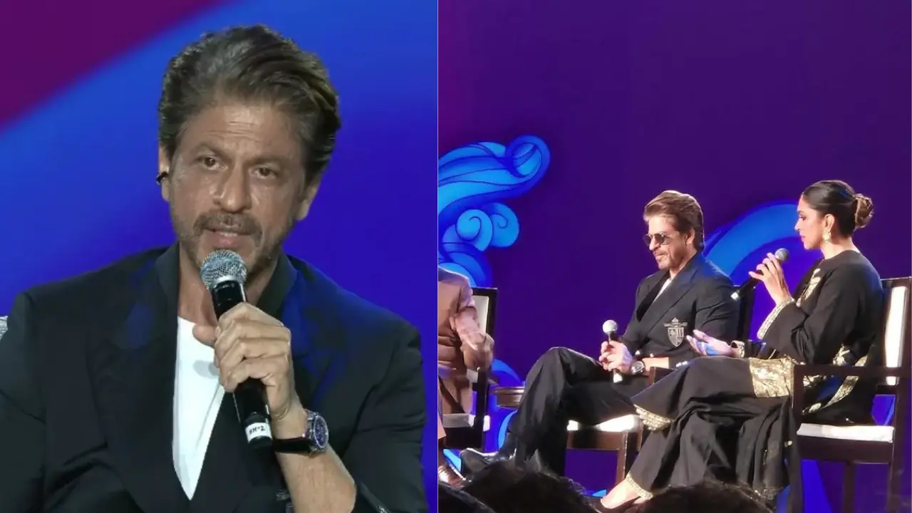 Shah Rukh Khan romances a bottle, gives parenting tips and roasts Karan Johar at WAVES 2025 Shah Rukh Khan romances a bottle, gives parenting tips and roasts Karan Johar at WAVES 2025