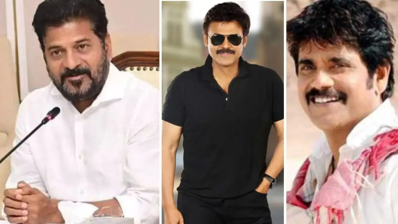 Nagarjuna, Venkatesh and others meet with Telangana CM Revanth Reddy Nagarjuna, Venkatesh and others meet with Telangana CM Revanth Reddy