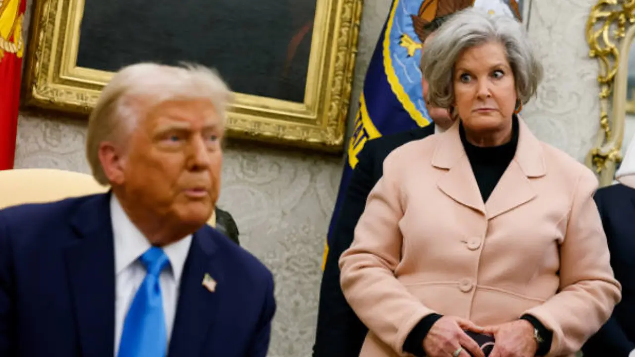 Trump's chief of staff Susie Wiles' wide-eyed stare as Trump announces his Gaza plan is unmissable Trump's chief of staff Susie Wiles' wide-eyed stare as Trump announces his Gaza plan is unmissable