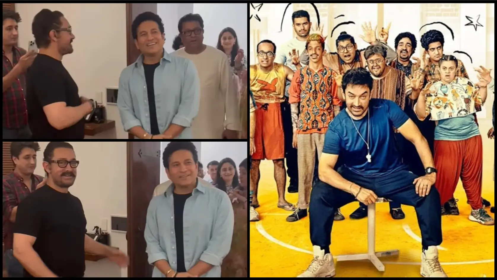 Raj Thackeray and Sachin Tendulkar surprise the stars of Sitaare Zameen Par at Aamir Khan’s home