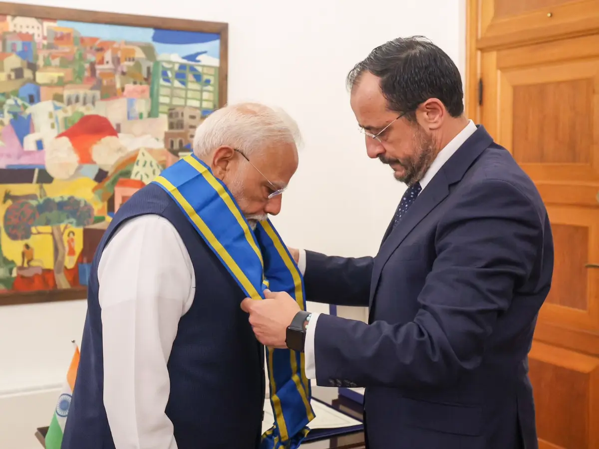 PM Modi Cyprus visit: Indian PM awarded Grand Cross of the Order of Makarios III - country's highest honour PM Modi Cyprus visit: Indian PM awarded Grand Cross of the Order of Makarios III - country's highest honour