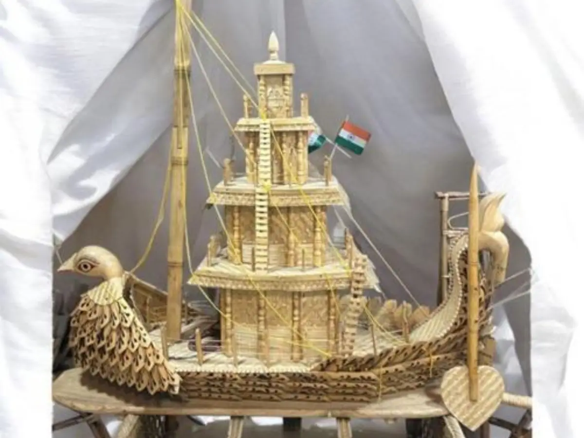 Bamboo-cane boat from Meghalaya