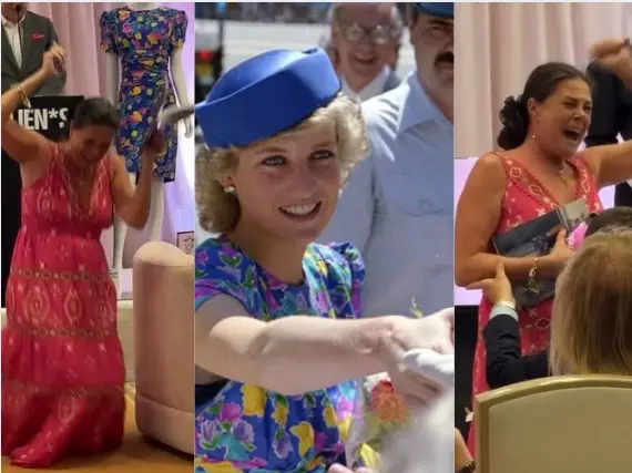 Woman 'JUMPS, FAINT and SHOUTS' after winning Princess Diana’s iconic ‘Caring Dress’ Woman 'JUMPS, FAINT and SHOUTS' after winning Princess Diana’s iconic ‘Caring Dress’