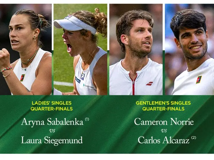 HIGHLIGHTS | Wimbledon 2025 QFs: Alcaraz beats Norrie; Sabalenka, Anisimova & Fritz in semis HIGHLIGHTS | Wimbledon 2025 QFs: Alcaraz beats Norrie; Sabalenka, Anisimova & Fritz in semis