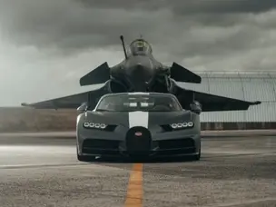 A Bugatti owner tried racing an F-16 fighter jet and then this happened...