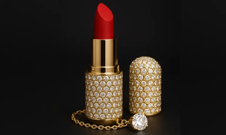 Diamond and gold studs! These are the world's most expensive lipsticks, with one costing $14 million