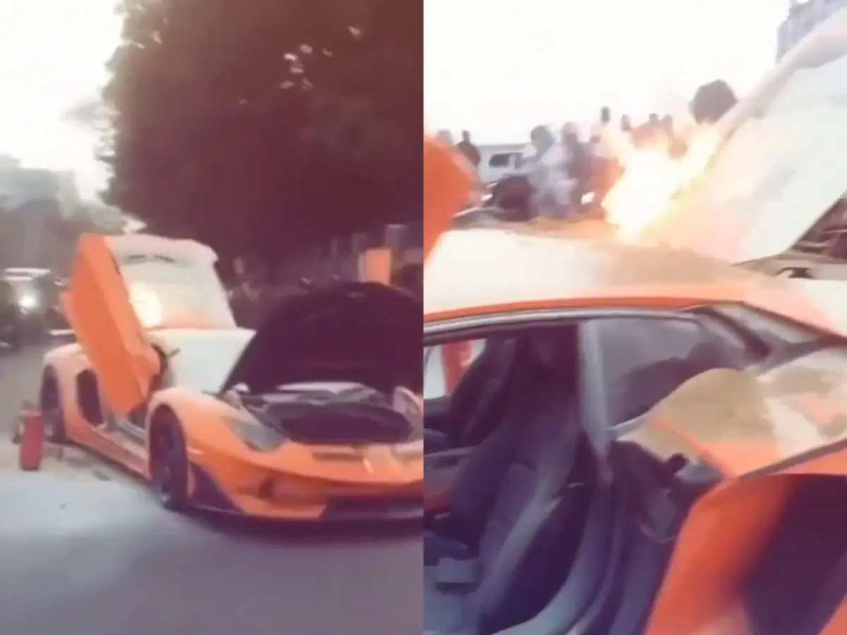 Viral video shows flames erupting from Lamborghini worth $1.1 million in Bengaluru | WATCH Viral video shows flames erupting from Lamborghini worth $1.1 million in Bengaluru | WATCH