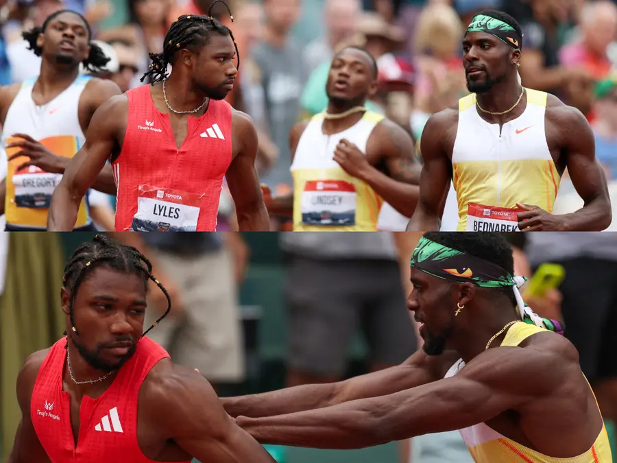 WATCH-Noah Lyles’ intense stare down with Kenny Bednarek leads to post-race shove at 2025 USATF Championships