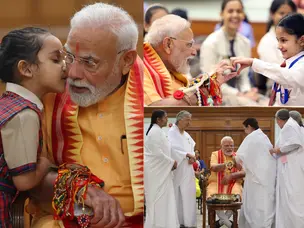 PM Modi celebrates Rakshabandhan with children, Brahma Kumaris, shares happy pictures