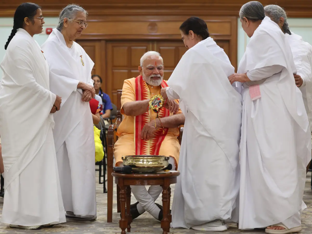 PM Modi also celebrated with the spiritual organisation Brahma Kumari