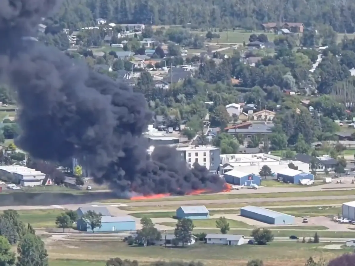 Plane crashes into parked aircraft in US airport, sparks massive fire - Watch
