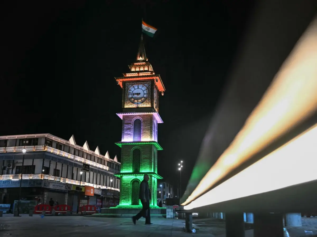 Kashmir’s Lal Chowk clock tower in tricolour