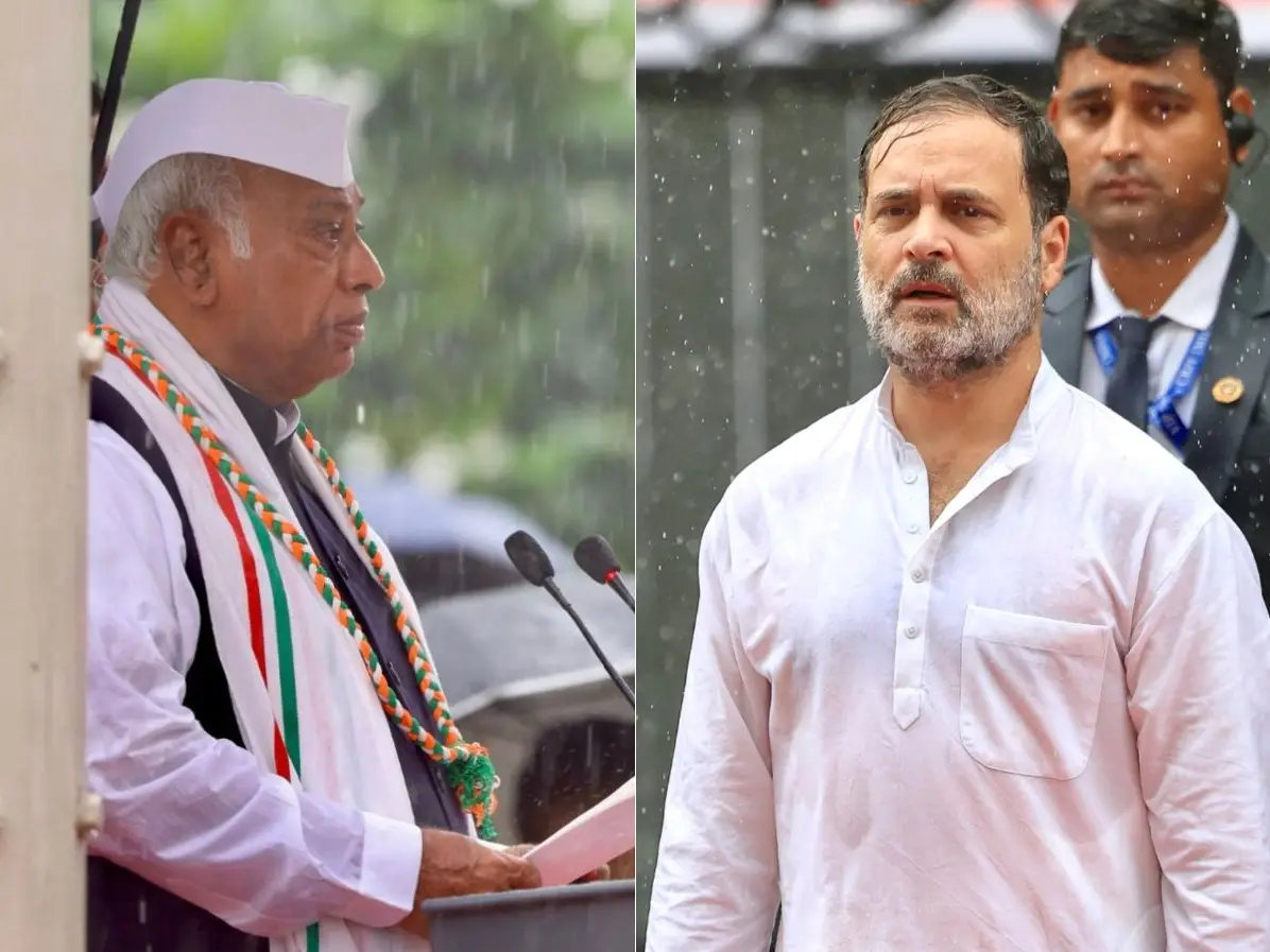 Drenched in rain, Rahul Gandhi celebrates I-Day with Congress leaders, skips PM Modi’s Red Fort event Drenched in rain, Rahul Gandhi celebrates I-Day with Congress leaders, skips PM Modi’s Red Fort event