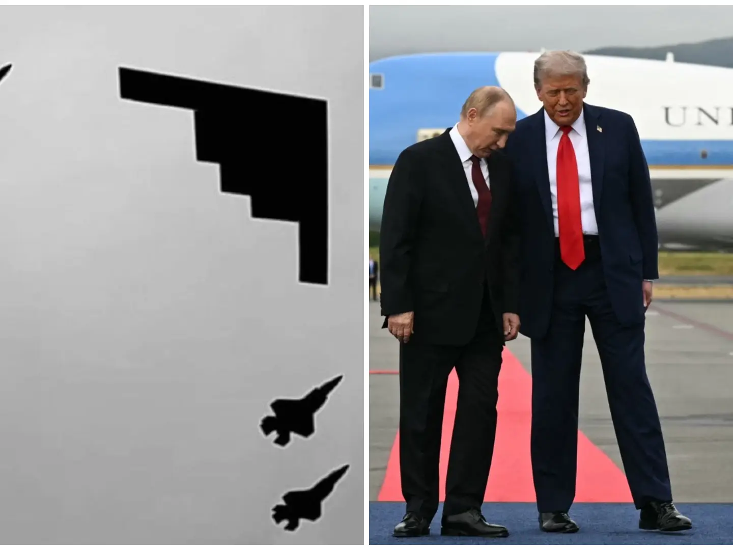 Scare tactic? B-2 bomber, fighter jets buzz Putin as he arrives for summit with Trump on Ukraine war Scare tactic? B-2 bomber, fighter jets buzz Putin as he arrives for summit with Trump on Ukraine war