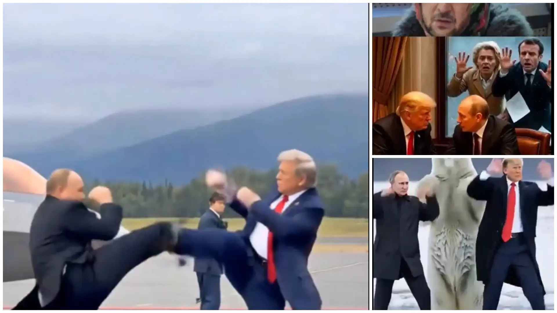 They kicked each other as soon as they met: The Trump-Putin Alaska 2025 summit, according to AI-generated video (satire)