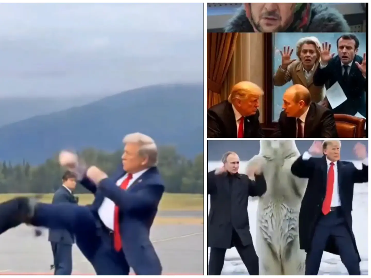They kicked each other as soon as they met: The Trump-Putin Alaska 2025 summit, according to AI-generated video (satire) They kicked each other as soon as they met: The Trump-Putin Alaska 2025 summit, according to AI-generated video (satire)