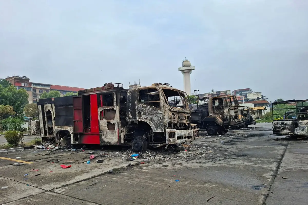 Security vehicles charred in Nepal protest violence