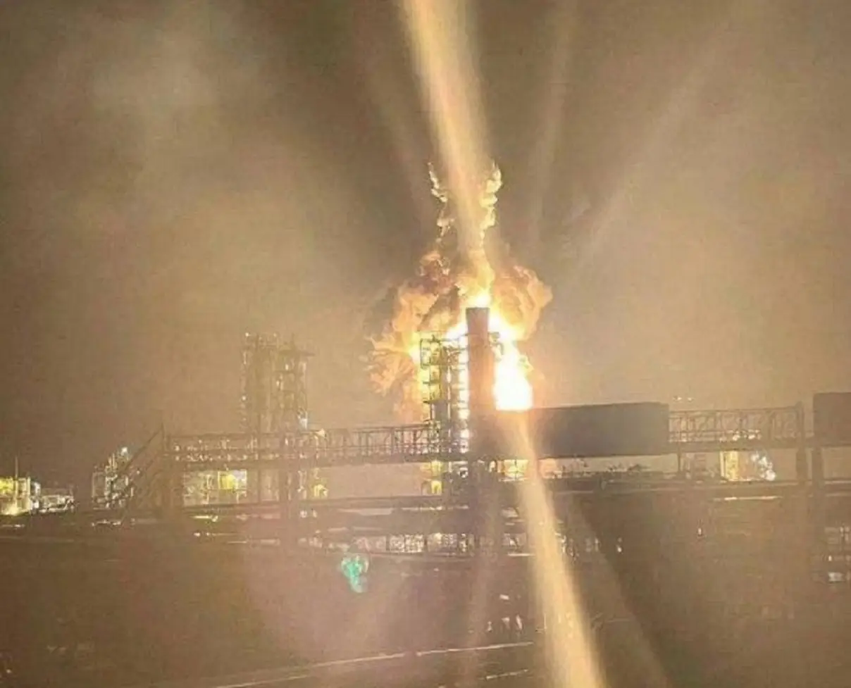 Ukrainian drones strike one of the largest oil refineries in Russia, spark fire