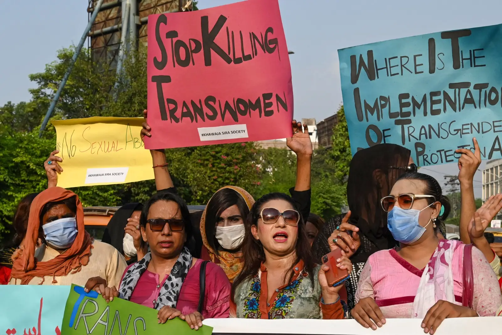 Public fury in Pakistan after three transgender women shot dead and left on roadside in Karachi
