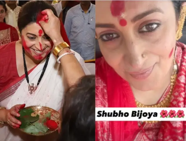 Smriti Irani performs Dhunuchi Naach at Durga Puja pandal | Watch video