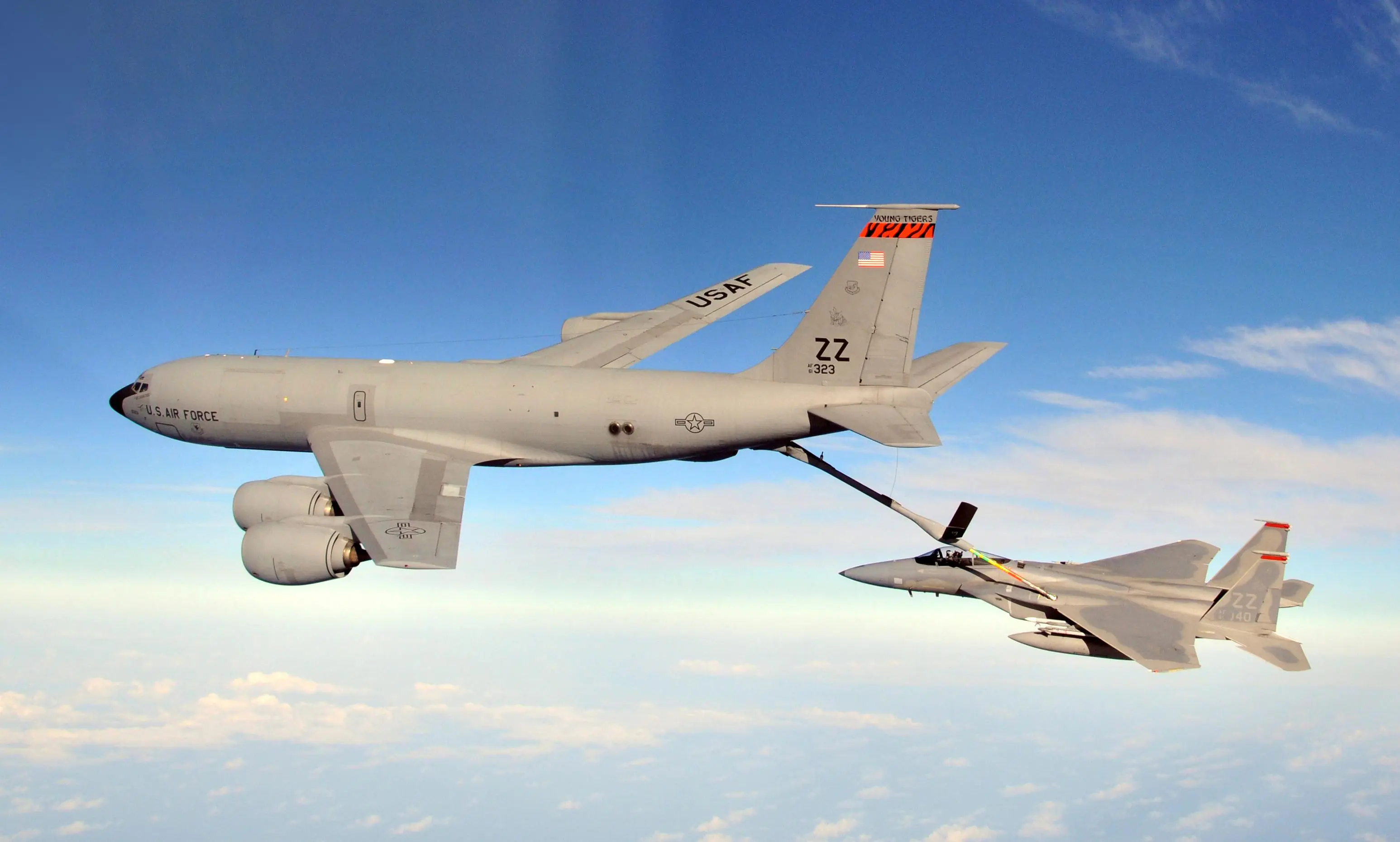 KC-135 Stratotanker - Approximately 17,766 km ((11,015) miles) without refueling