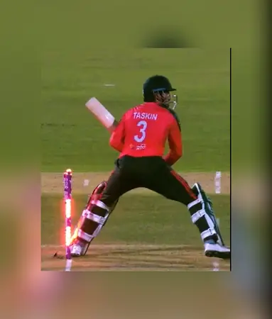 Bangladesh batter Taskin hits a six then gets out hit-wicket in bizarre ending of T20I vs West Indies - WATCH Bangladesh batter Taskin hits a six then gets out hit-wicket in bizarre ending of T20I vs West Indies - WATCH