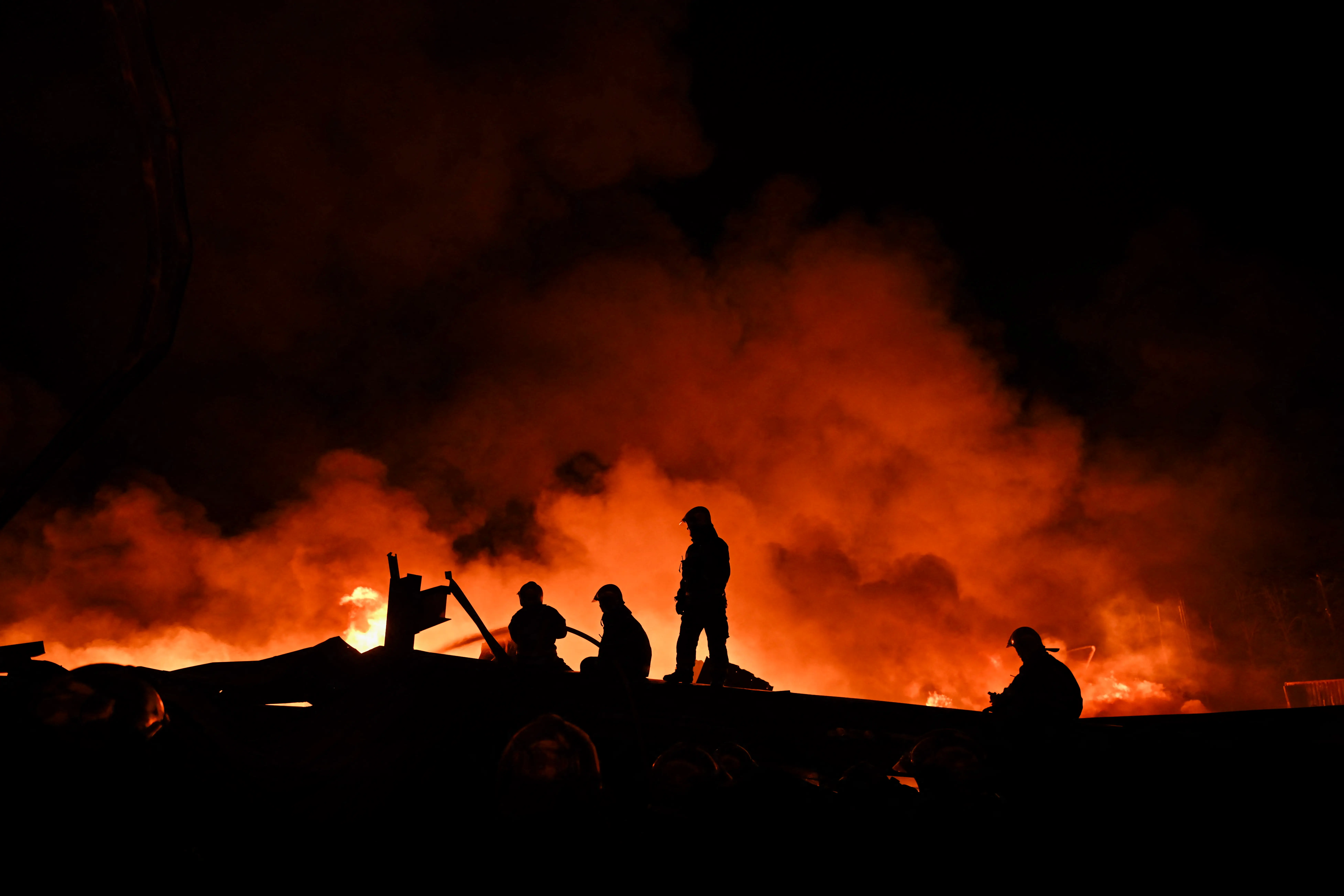 Explosions and fire break out
