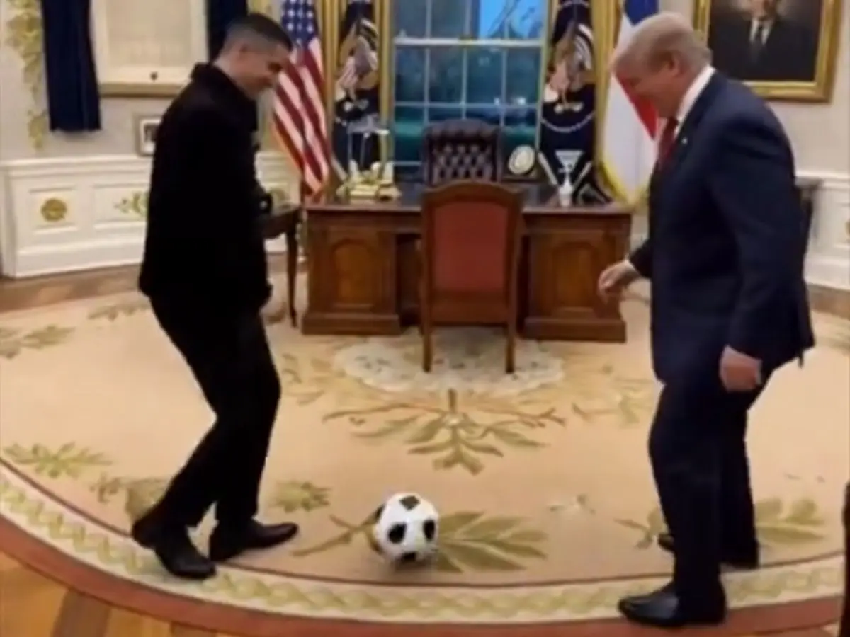 WATCH | Trump posts AI video of him playing football with Ronaldo in Oval Office WATCH | Trump posts AI video of him playing football with Ronaldo in Oval Office