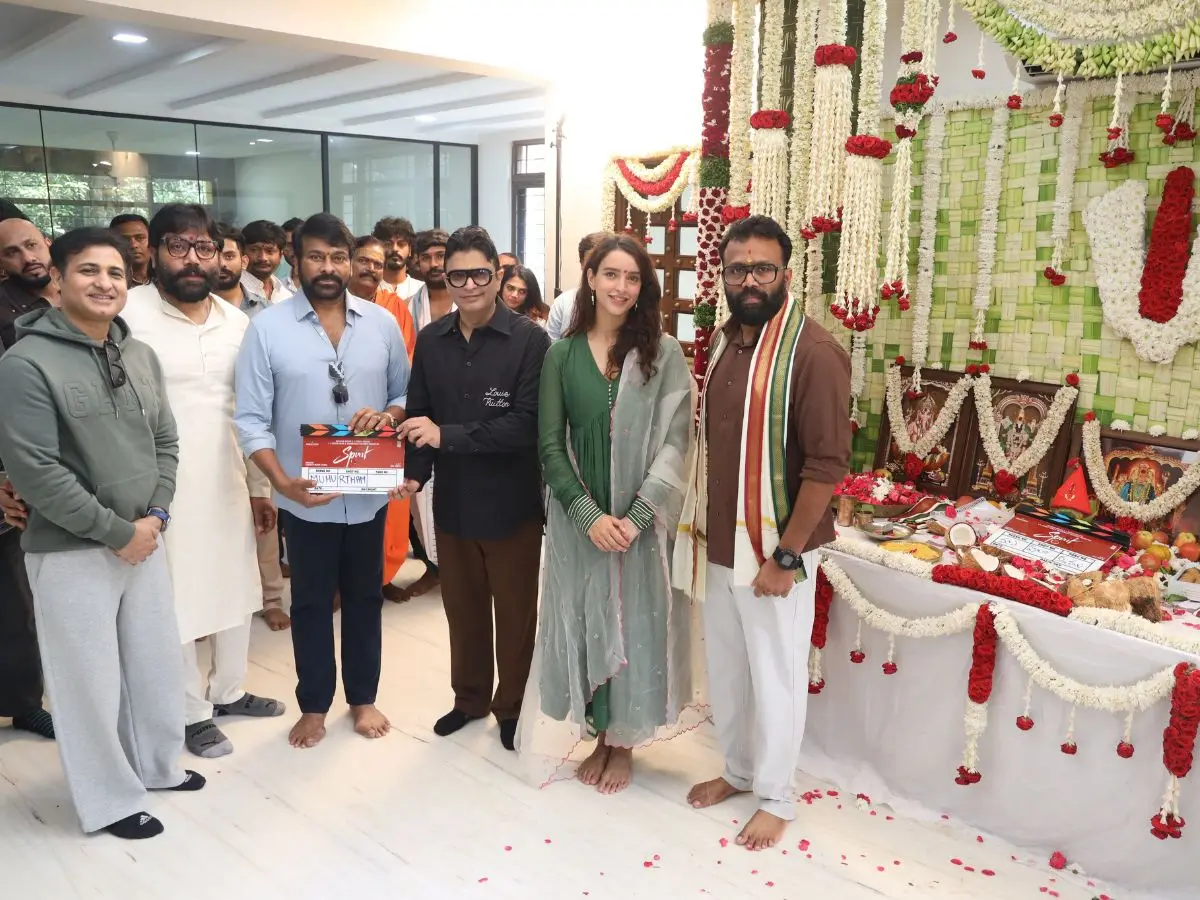 Sandeep Reddy Vanga’s Spirit starring Prabhas, Triptii Dimri goes on floors, Chiranjeevi attends Muhurat Puja