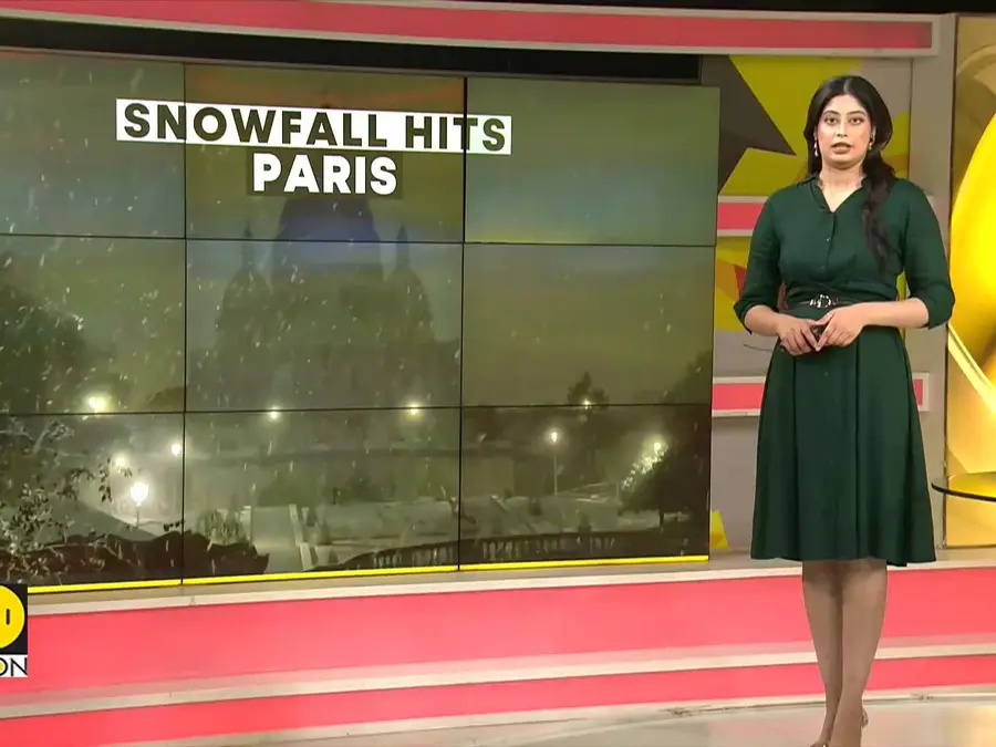 France: First winter storm blankets Eiffel tower & Paris in snow 