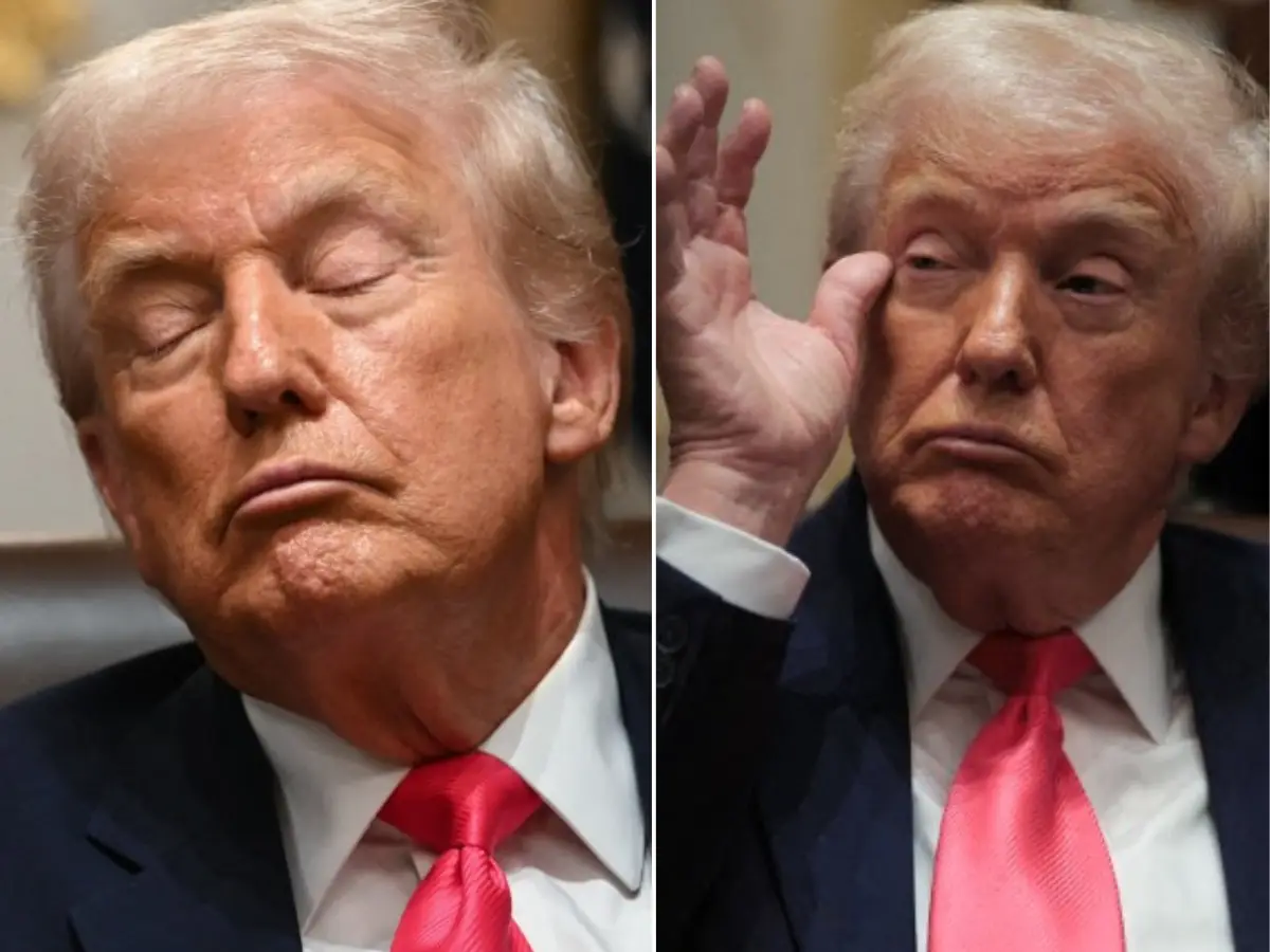 Trump slams 'sleepy Joe' during cabinet meeting – then sleeps: WATCH viral moments