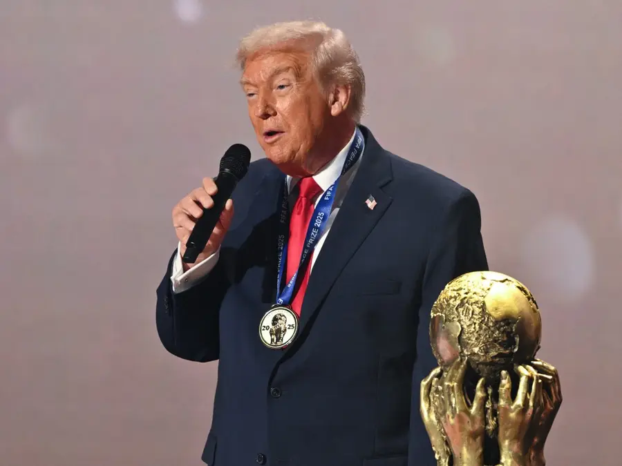 Gianni Infantino presents US President Donald Trump with FIFA Peace Award