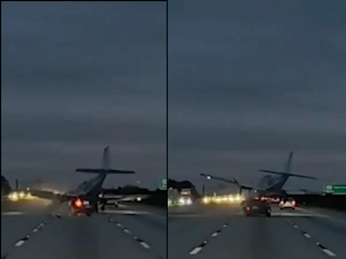 Plane crash-lands on moving car in Florida; dramatic video captures exact moment | WATCH