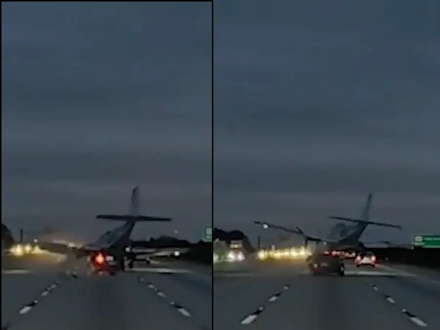 Plane crash-lands on moving car in Florida; dramatic video captures exact moment | WATCH