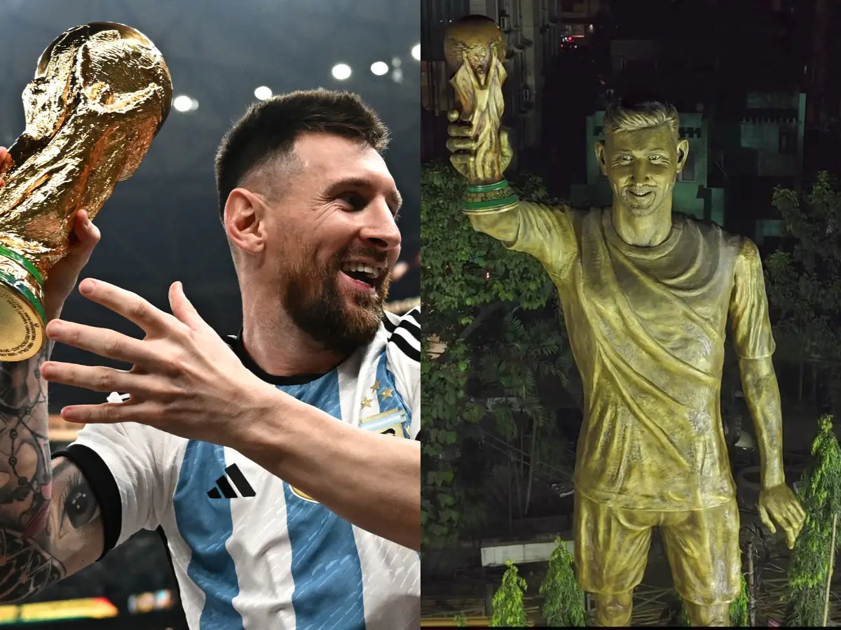 Lionel Messi virtually unveils his 70-foot statue in Kolkata as part of GOAT India tour Lionel Messi virtually unveils his 70-foot statue in Kolkata as part of GOAT India tour