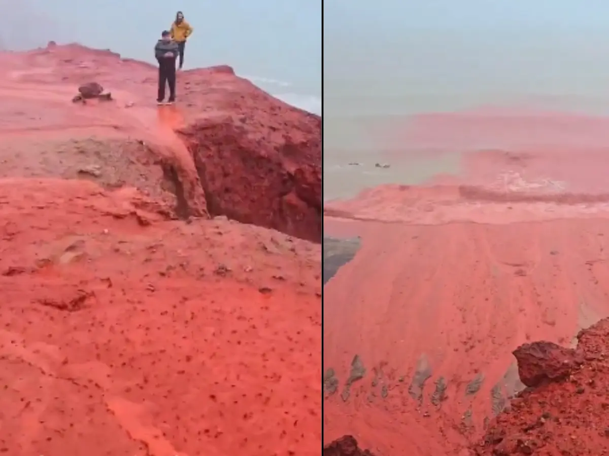 Haunting visuals of 'blood red' water on a beach in Iran go viral: Prophecy or science?