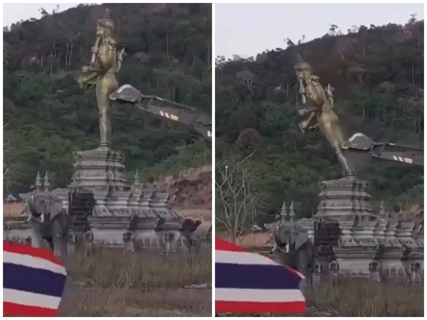 Watch: Hindu deity statue demolished by Thailand amid border clash with Cambodia Watch: Hindu deity statue demolished by Thailand amid border clash with Cambodia