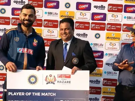 Vijay Hazare Trophy: Virat Kohli wins POTM for guiding Delhi to win with 77 in his final apperance Vijay Hazare Trophy: Virat Kohli wins POTM for guiding Delhi to win with 77 in his final apperance