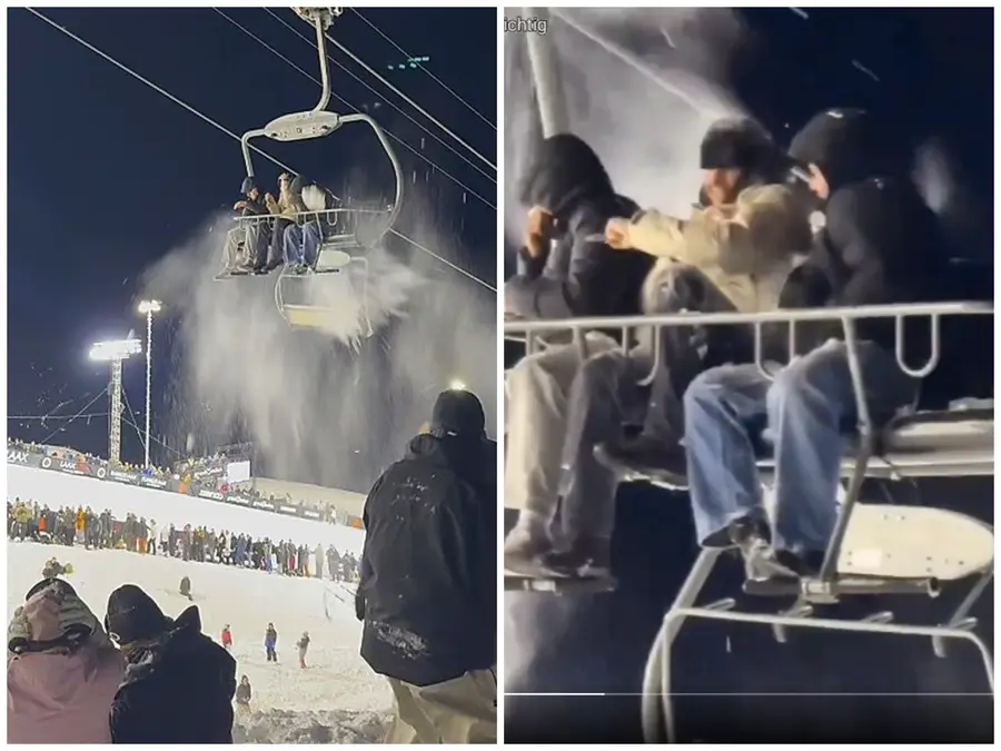 With friends like these, who needs enemies? Three men stuck on a chairlift pummeled in snowball attack at Swiss snowboarding event | Watch