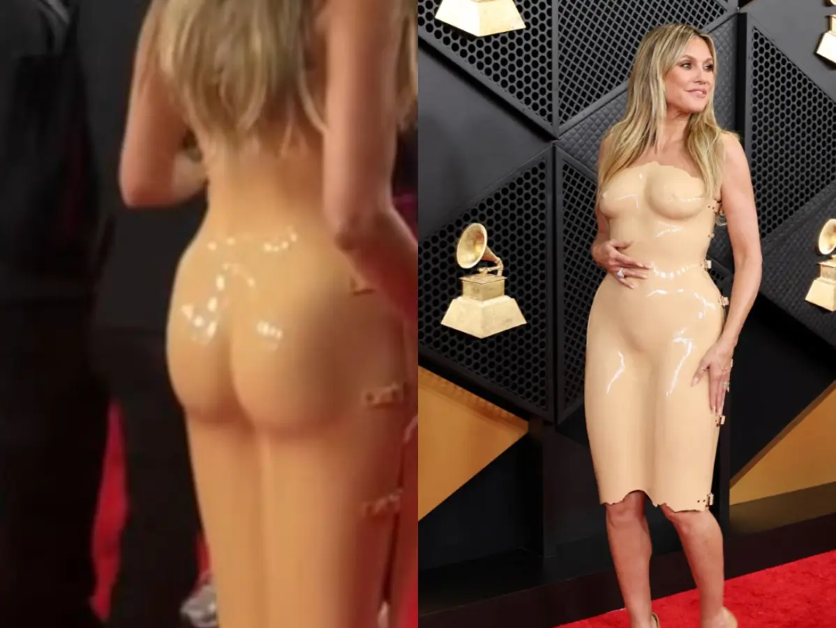 Plastic nipple and butt: Heidi Klum's rigid tight naked dress at the 2026 Grammys